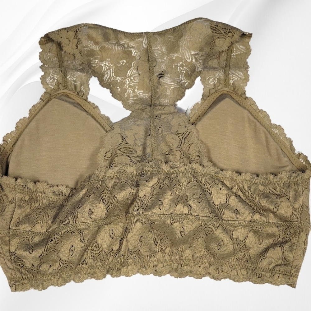 Lace Olive Green Racerback Bralette - Picture 2 of 2